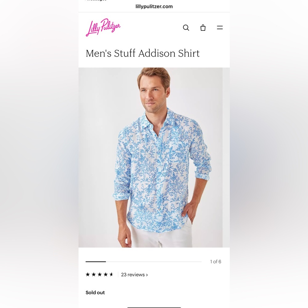 NWT Lilly Pulitzer Men's Resort Linen Shirt LARGE